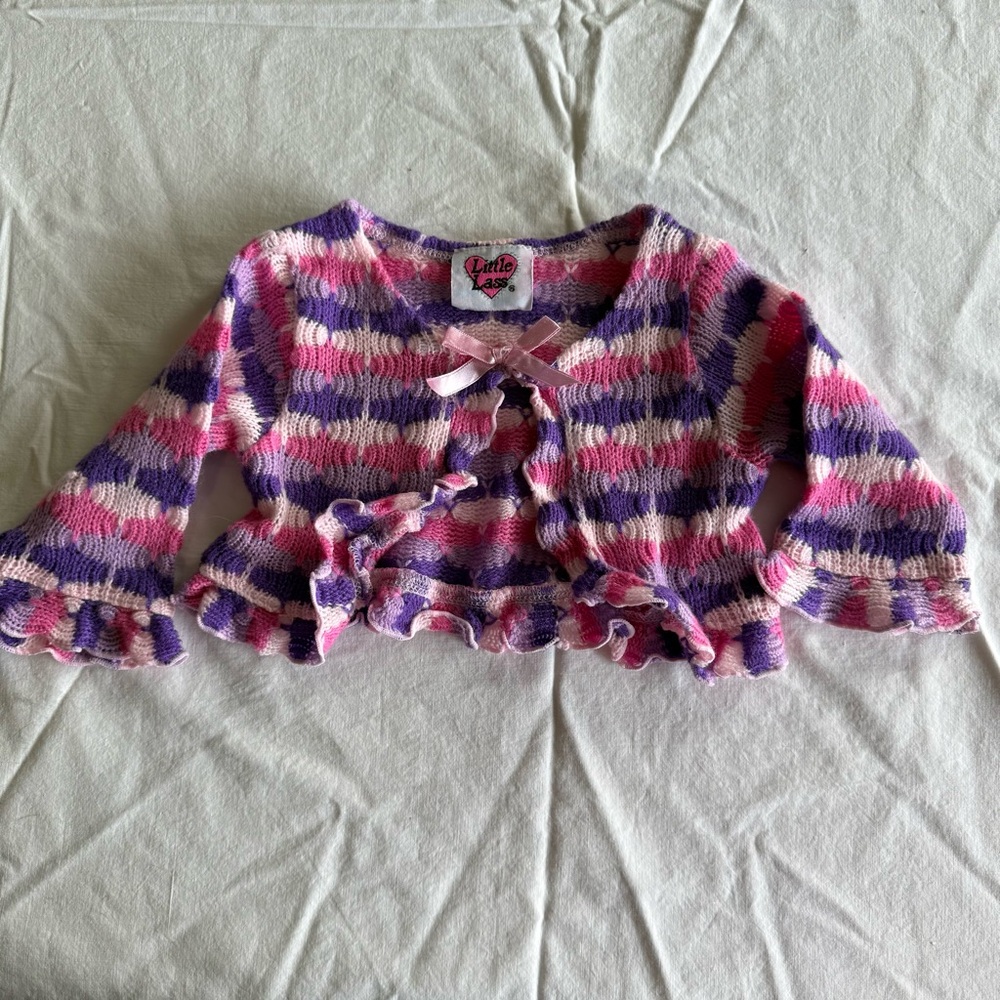 Little Lass Pink & Purple 3 Pc Kids Matching Jeans Set Cami Cardigan Size 24 Mo - Picture 5 of 16